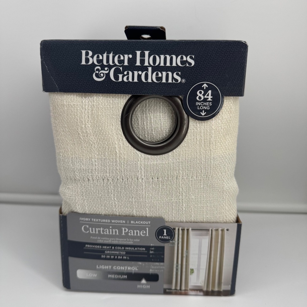 New Better Homes & Gardens Ivory Textured Woven Blackout Curtain Panel